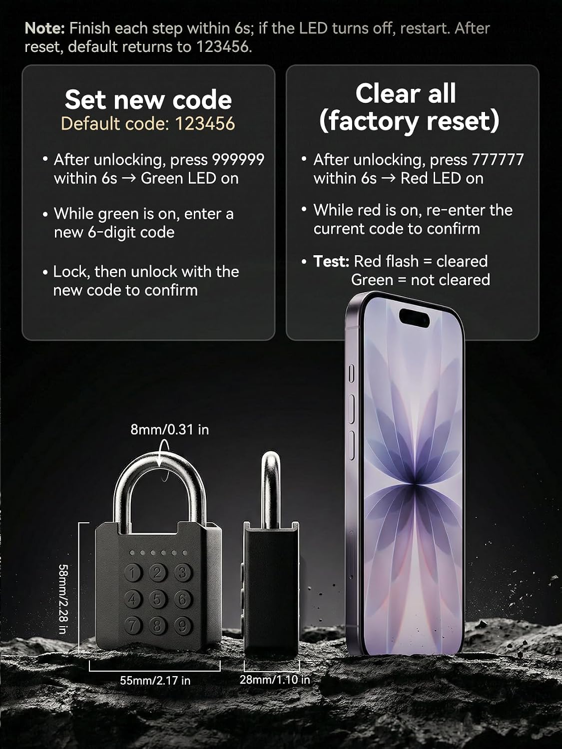 Nexuslab Electronic Digital Padlock for Outdoors, Weatherproof Keyless Entry Lock with Keypad & 2 Mechanical Keys, 100 Passcodes, Anti-Rust Lock for Fence, Toolbox, Cabinet
