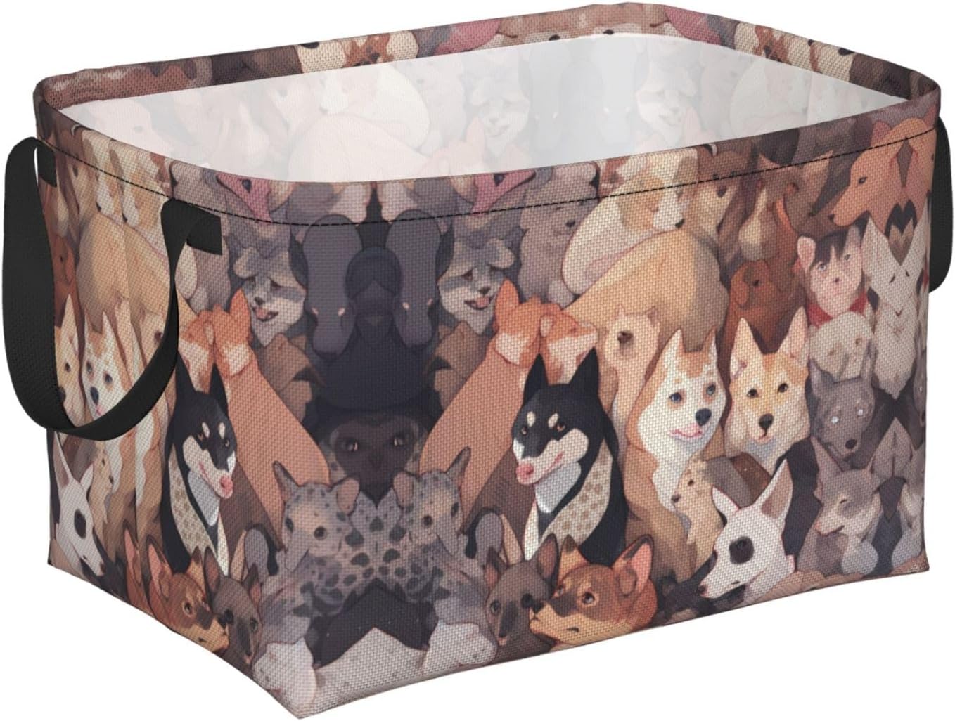 Dog Pictures Print Large Fabric Storage Bins, Foldable Closet Organizers Shelf Baskets for Home Office Clothes