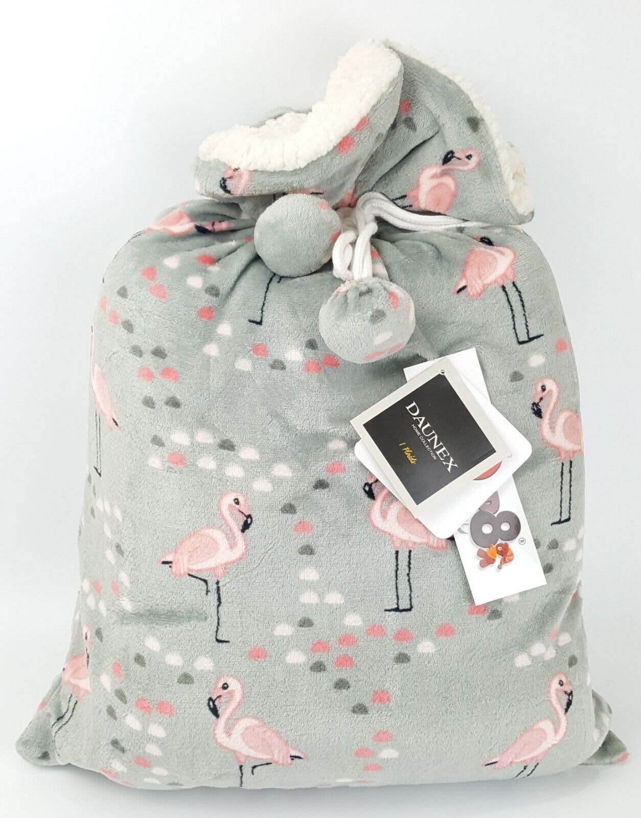 Plaid doux gris et rose Daunex 130x160 cm avec son sac de transport