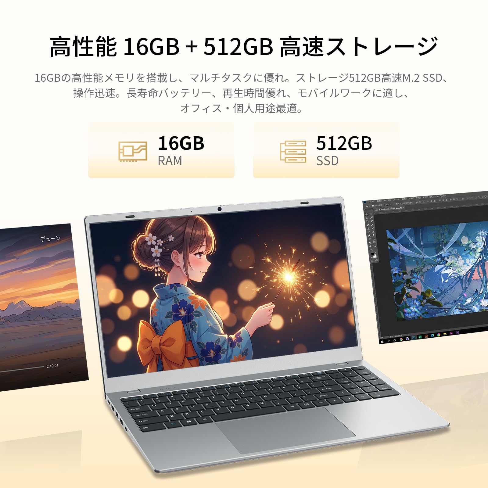 Amazon.co.jp: UOWAMOU ノートパソコン、15.6インチ フルHD IPS