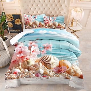 Edredon Cama 135 Concha Amarilla Estampado 3D, Edredón Nórdico 4 Estaciones 200Gsm, Colcha Transpirable De Microfibra Lavable, con 2 Fundas De Almohada 50X75