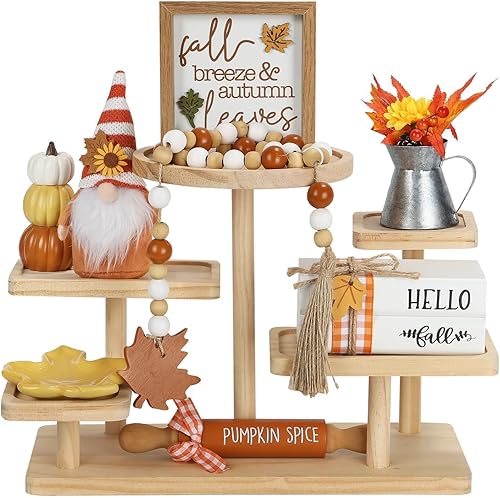 Miniatura 10 de Decoraciones Navideñas Juego de 8 Piezas de Decoración para Bandejas Escalonadas, Bonita Decoración Navideña de Mesa para Hogar Estante Repisa de