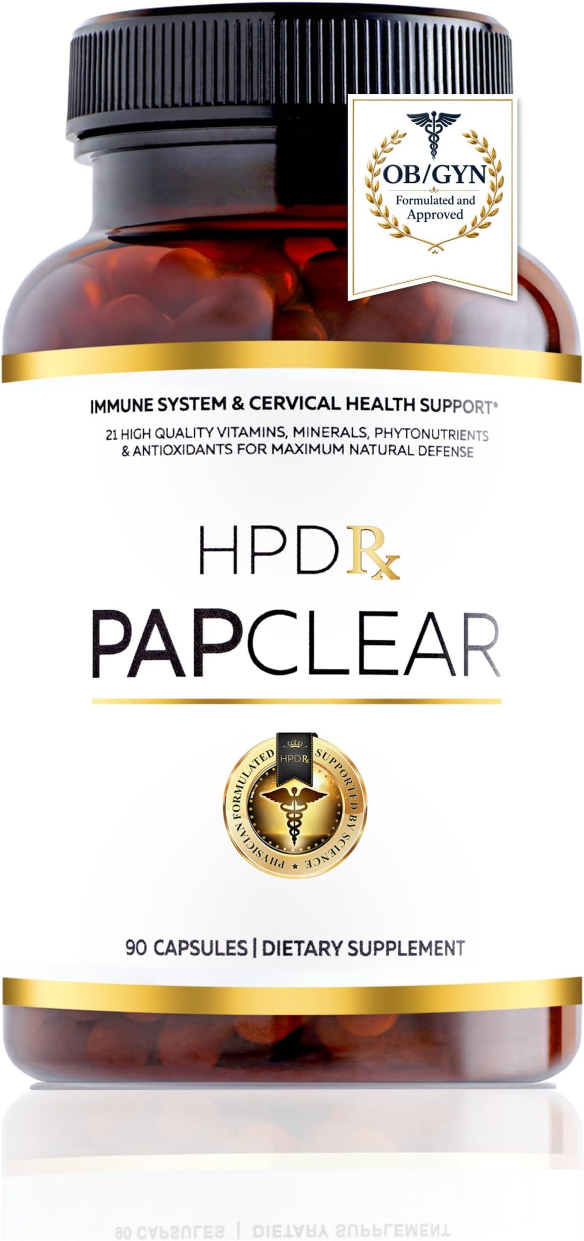 PAPCLEAR Physician Formulated | All Natural Immune Support Supplement | Advanced Powerful Immunity Booster | 21 Vitamins & Nutrients with Organic Shiitake Mushroom & Lycopene | 90 Capsules | Pack of 1