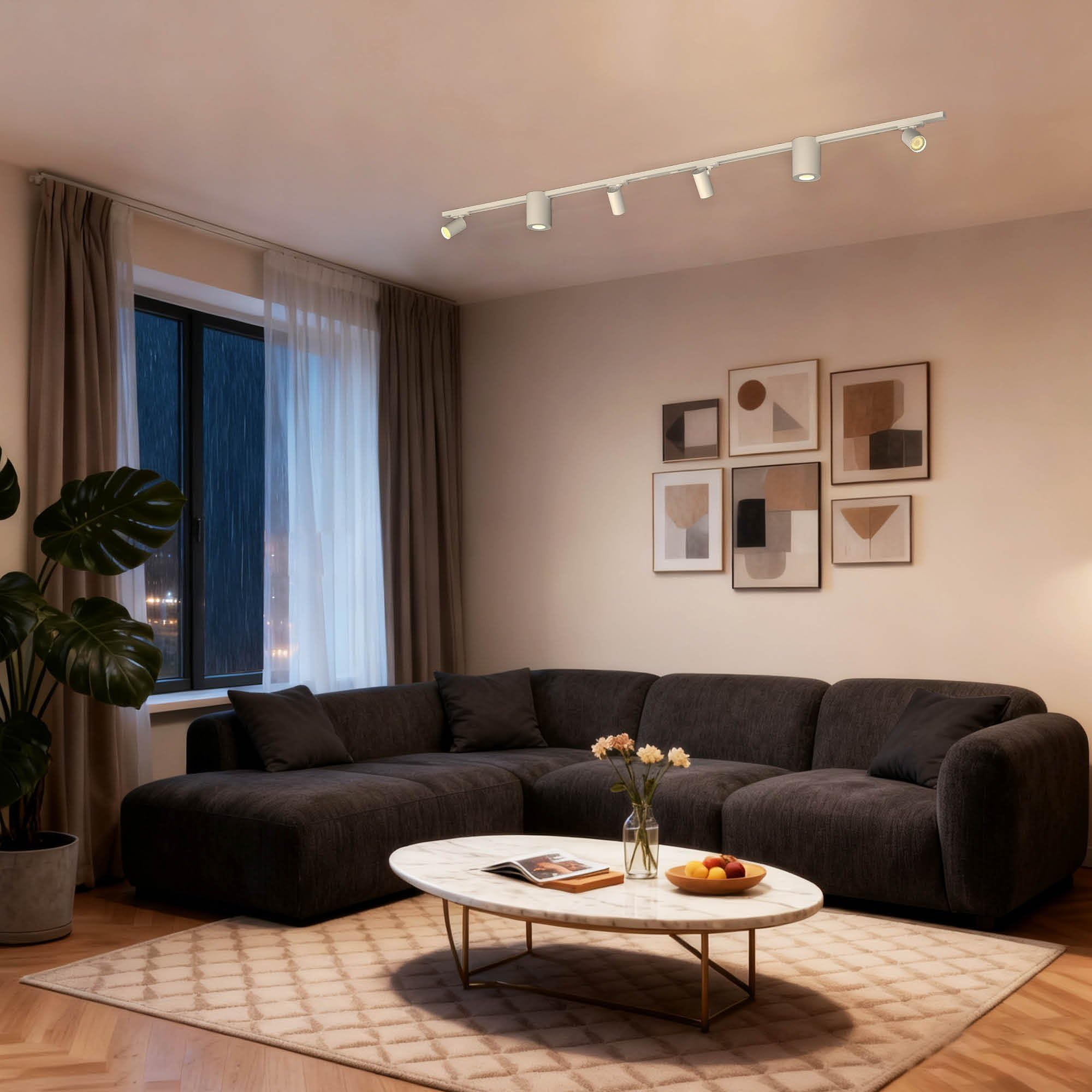 Ledvion Sistema de rieles iluminacion 2m Monofasico Blanco 6 focos sin GU10