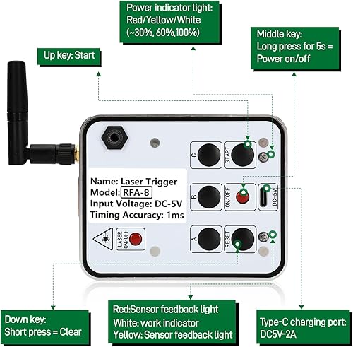 Miniatura 5 de Temporizador láser inalámbrico para Sprints, sistema de sprint láser, temporizador láser de 40 60 yardas para cronómetro, regazo, reloj de carrera,