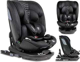 Asalvo Silla Coche Bebe PANAFIX I-Size. Silla Coche 0-1-2-3 Isofix y Top Tether. Sistema Isofix de 40 a 150 cm. Alzador Coche Niño 0 a 12 años. Cadeira Auto Reclinable y Giratoria 360°. Negro