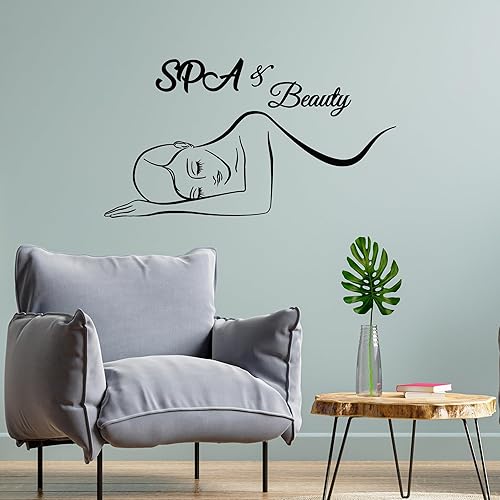 Miniatura 2 de Vinilo grande de pared de spa belleza masaje terapia decoración saludable pegatinas mural (g5803) negro
