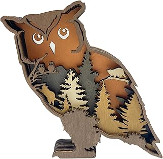 Laozai Wooden Forest Animals Owl Decor Cabin Rustic Mountain Decor Wall Decorations for Bedroom Living Room Table Decorative