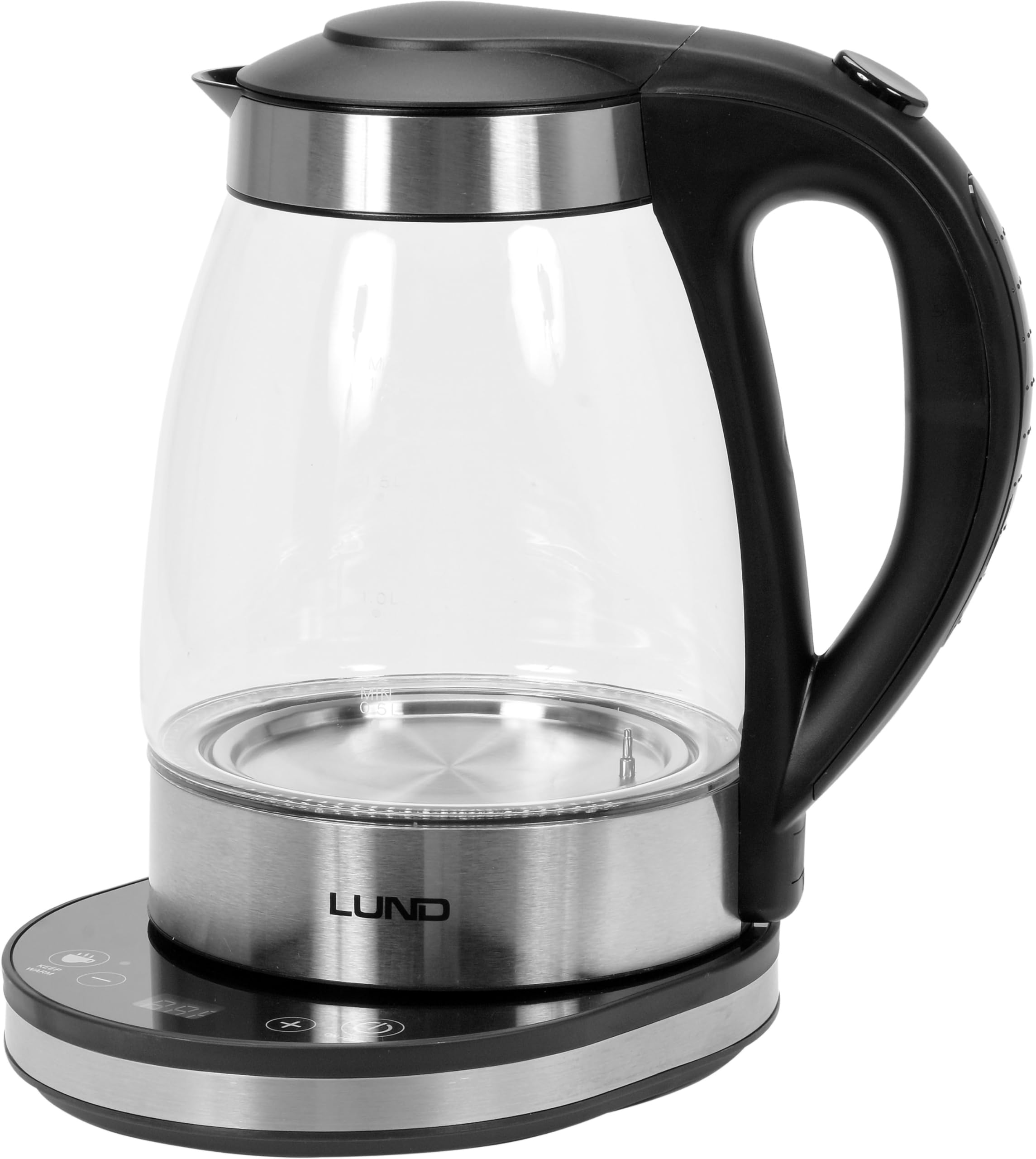 Bollitore in vetro da 1,8 l, con regolazione della temperatura 20-100 °C, 2200 W, anello LED, base a 360°, funzione di mantenimento in caldo