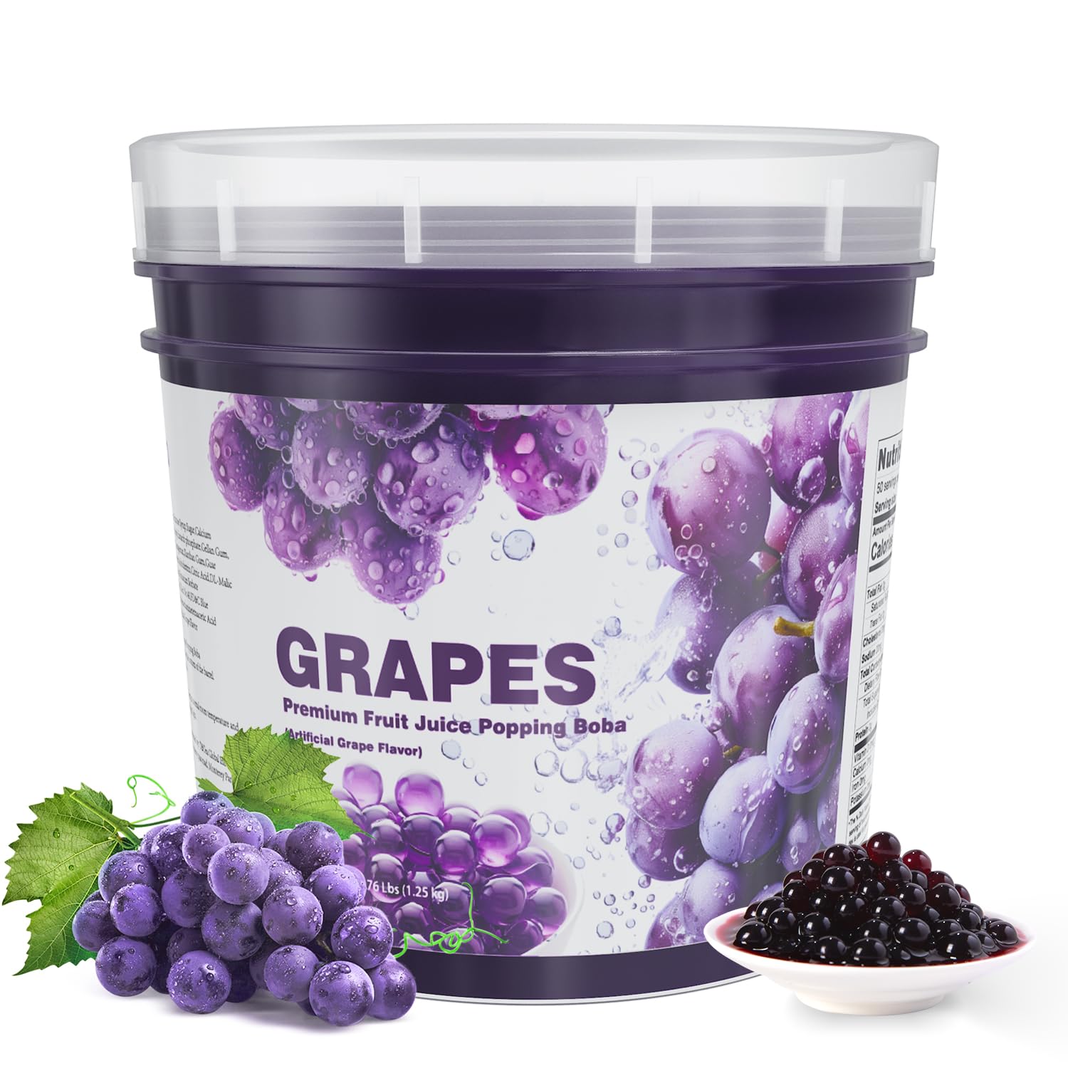 T&Tea Grape Popping Boba Pearls 2.76 LB, No Added Sugar,Vegan Fruit Bursting Boba Pearls for Bubble Tea, Beverages, Shakes, Desserts, Smoothies & Ice Cream Topping, No Artificial Colors
