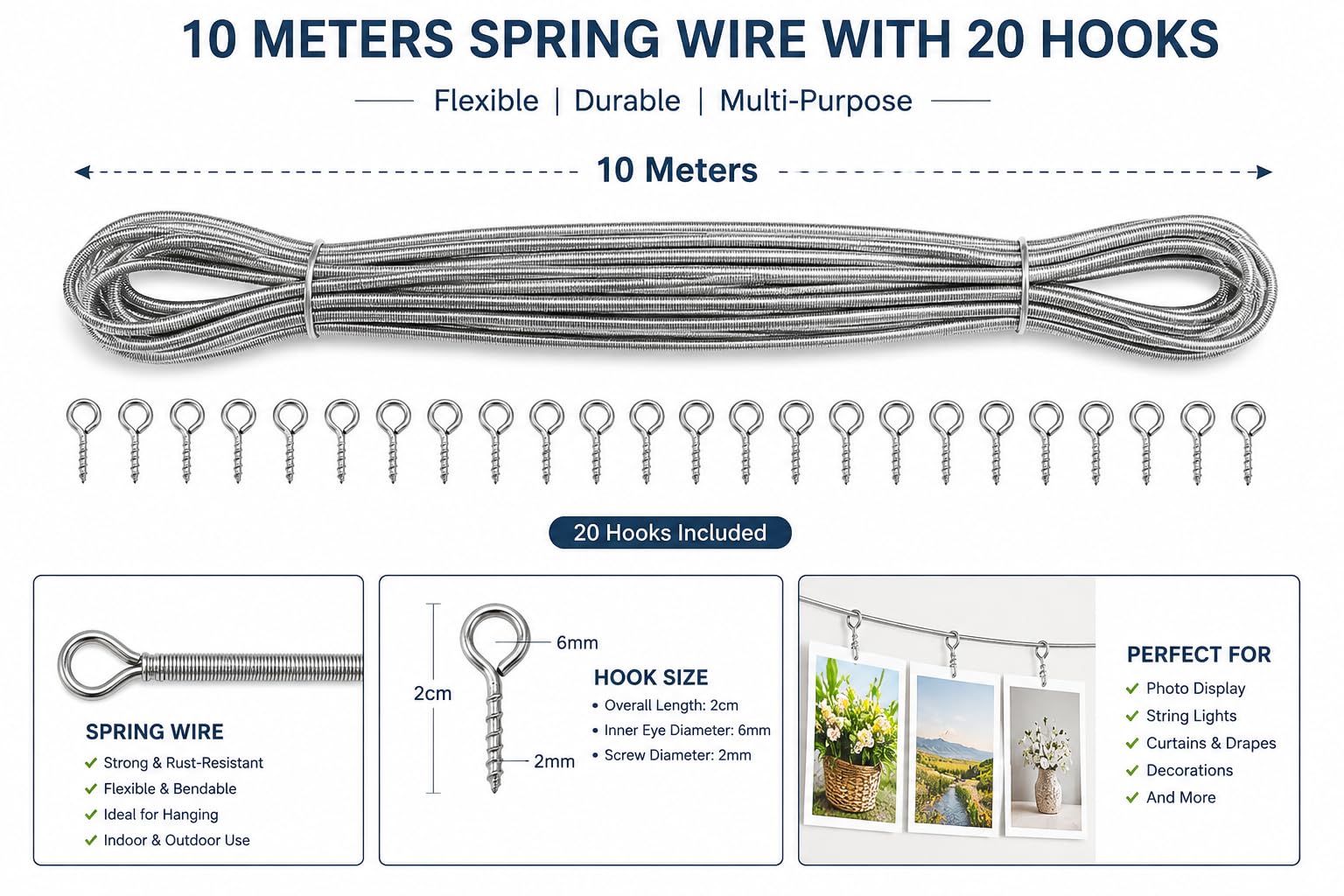 Livshine Spring Wire Kit - Hang Curtains & Decor -2
