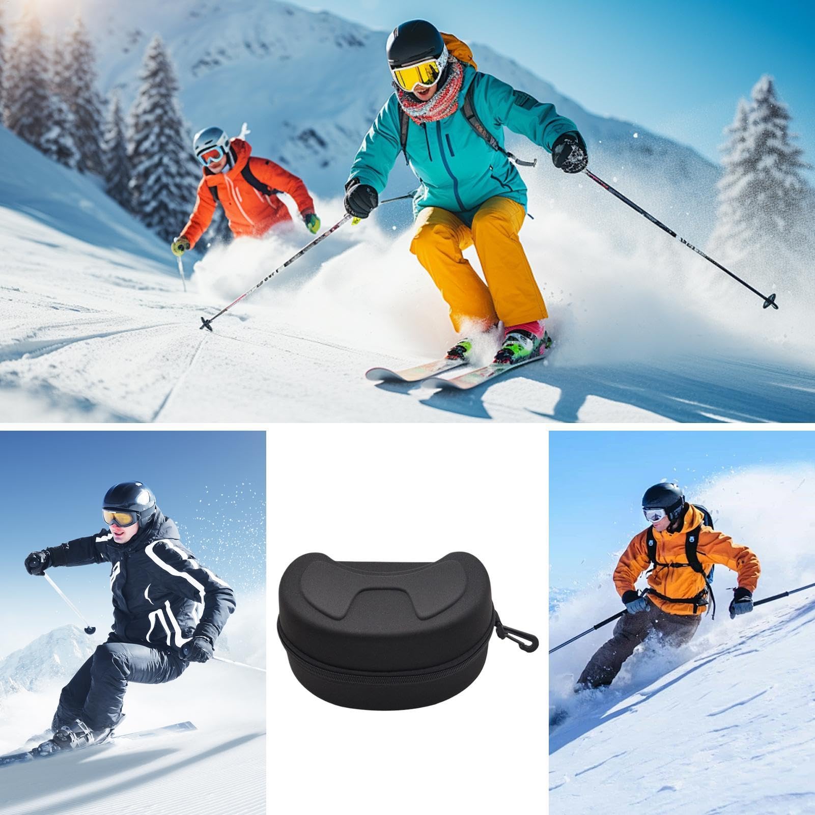 Custodia per occhiali da sci, custodia per occhiali da neve - Custodia rigida per occhiali da sci resistente all'acqua e antiurto,Scatola portaoggetti per occhiali da nuoto sulla neve, custodia per oc