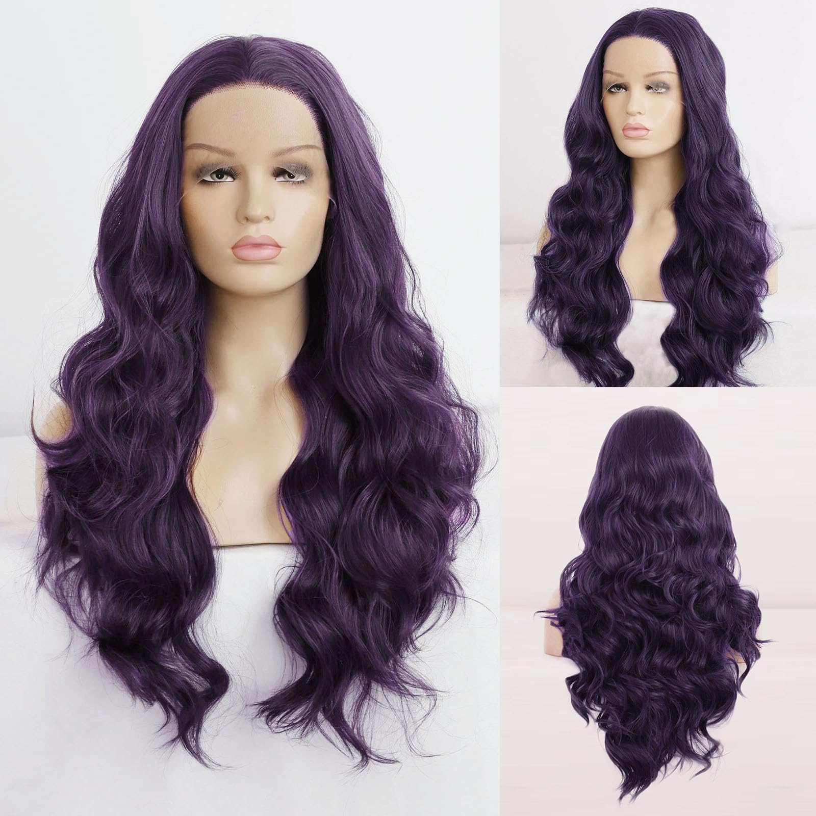 RONGDUOYI Neon Green Wigs for Women Free Part Synthetic Lace Front Wig Ombre Color Black and Green Wigs Glueless Natural Hairline Daily Use Cosplay Wig