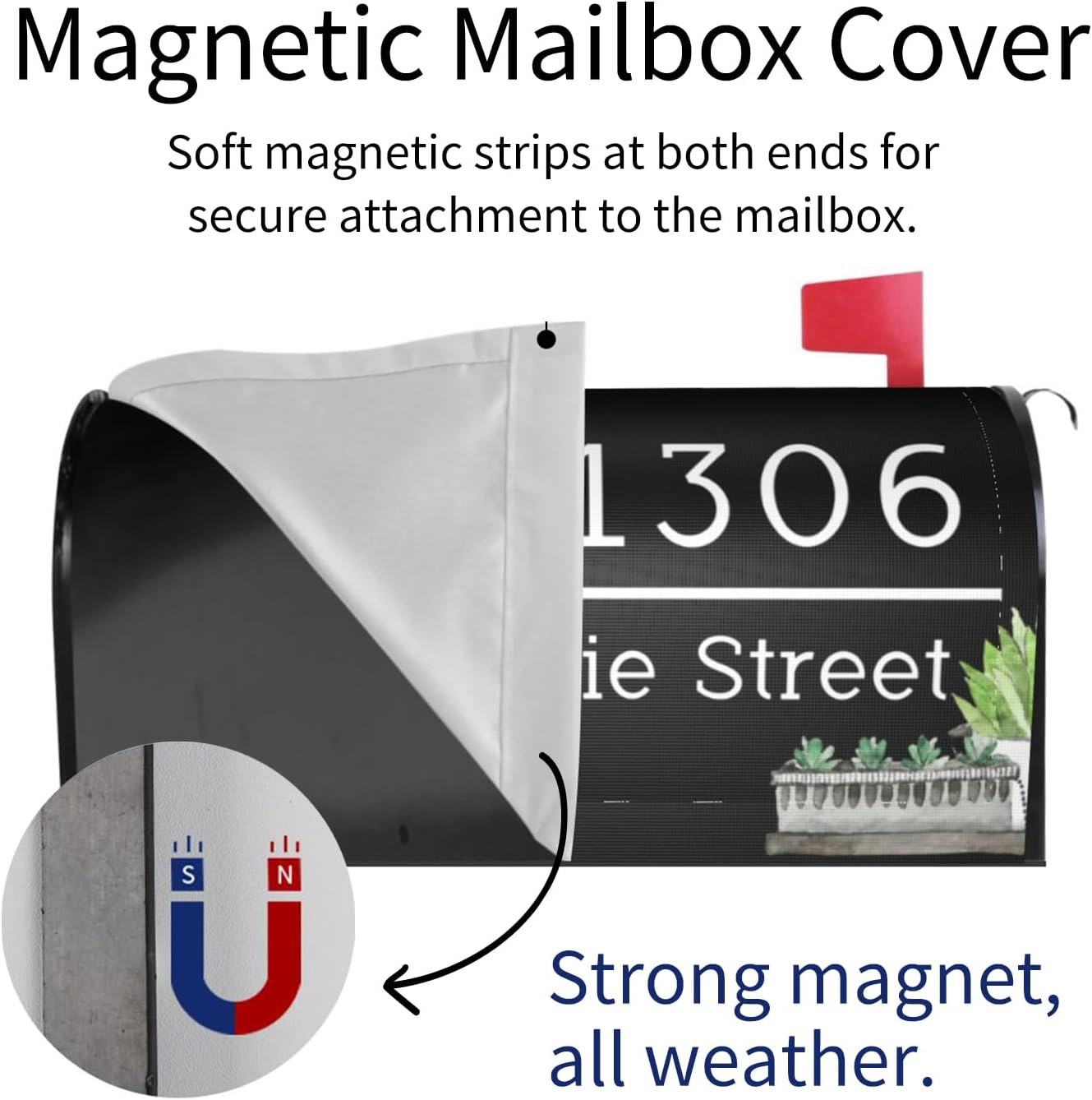 Personalized Elegant Topiary Plant Address Mailbox Covers Magnetic Mailbox Magnet Decor Wedding Gifts Post Letter Box Covers Standard Size Wraps for Outside Garden Yard Courtyard Decor