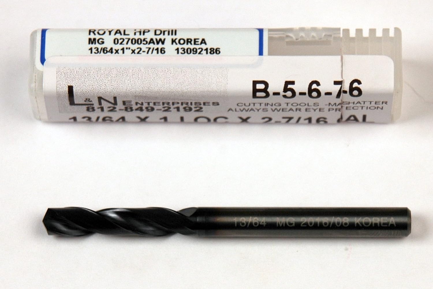 13/64 (.2031) SOLID CARBIDE DRILL BIT- 1 INCH FLUTE LENGTH, 2-7/16 OVERALL TIALN COATED