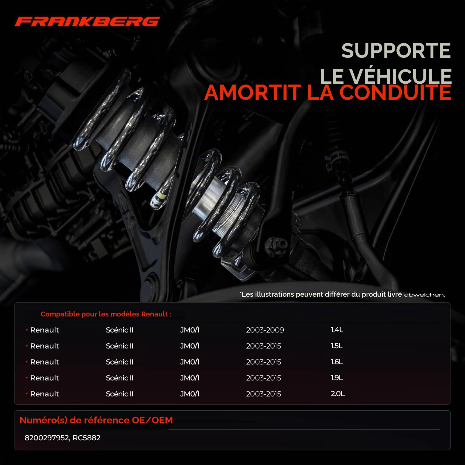 Frankberg 2 ressorts de suspension, essieu arrière 8200297952 | Compatible avec: Scénic II JM0/1