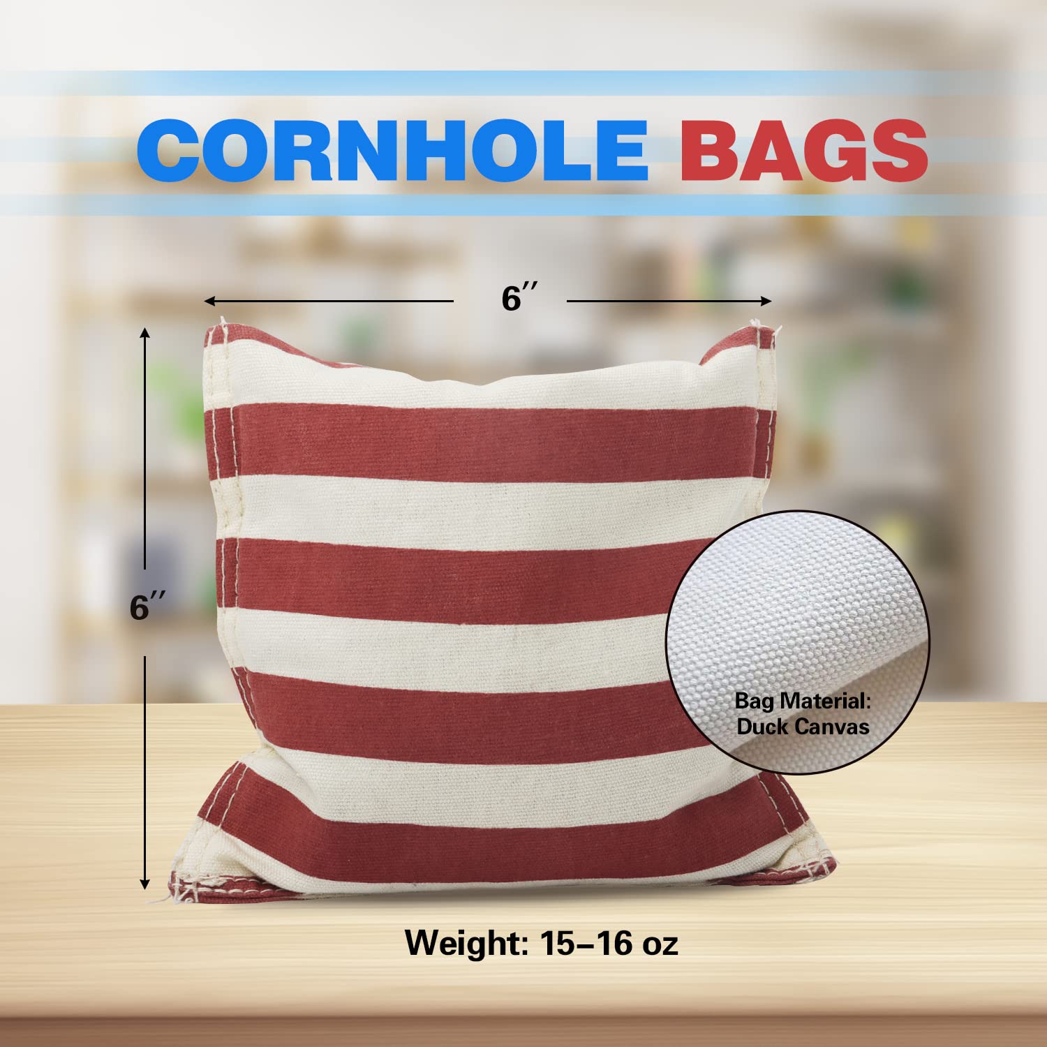 Set of 8 Premium Weather Resistant Cornhole Bean Bags. Regulation Size and Weight Bean Bags for Cornhole Toss Games (Several Styles Available) (Stars Stripes Flag)