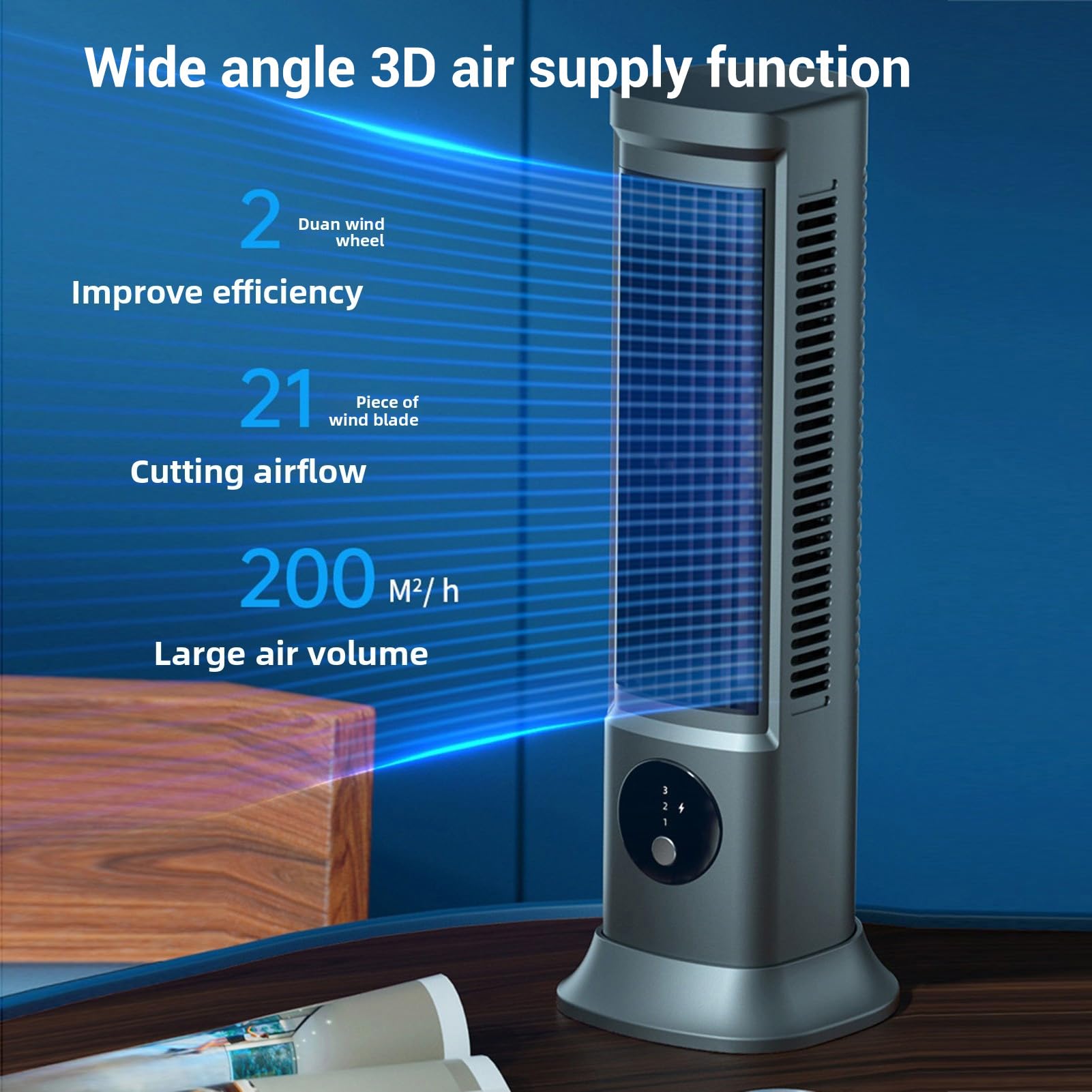 FILFEEL Flügelloser Turmventilator, 30 dB, wiederaufladbar, flexibel