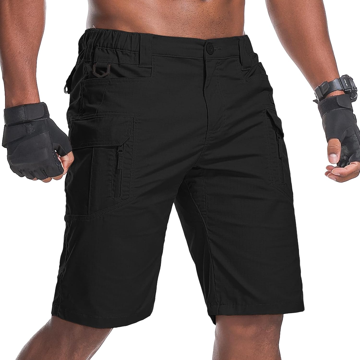 Men's Hiking Cargo Tactical Shorts with Multi Pockets Stretch Water Resistant Shorts Outdoor Hiking Fishing Camping(No Belt)