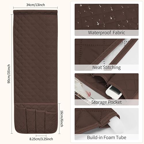 Miniatura 3 de FYY Organizador de reposabrazos para sofá, soporte de control remoto, antideslizante, color marrón, para sillón reclinable con 5 bolsillos para