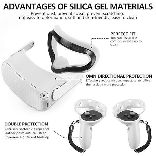 Miniatura 3 de TATAVR Cover Set for Oculus Quest 2 Accessories Meta Quest 2 Silicone face Cover VR Shell Cover Quest 2 Touch Controller Grip Covers Lens Protector
