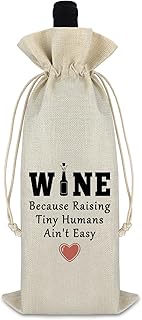 Thank You Gift for Mother Women Wine Bag Wine Gift Bag Mother's Day Appreciation Gift for Mom To Be New Mommy Birthday Thanksgiving Christmas Gift for Her Godmother Mother in Law Burlap Wine Wrap Bag