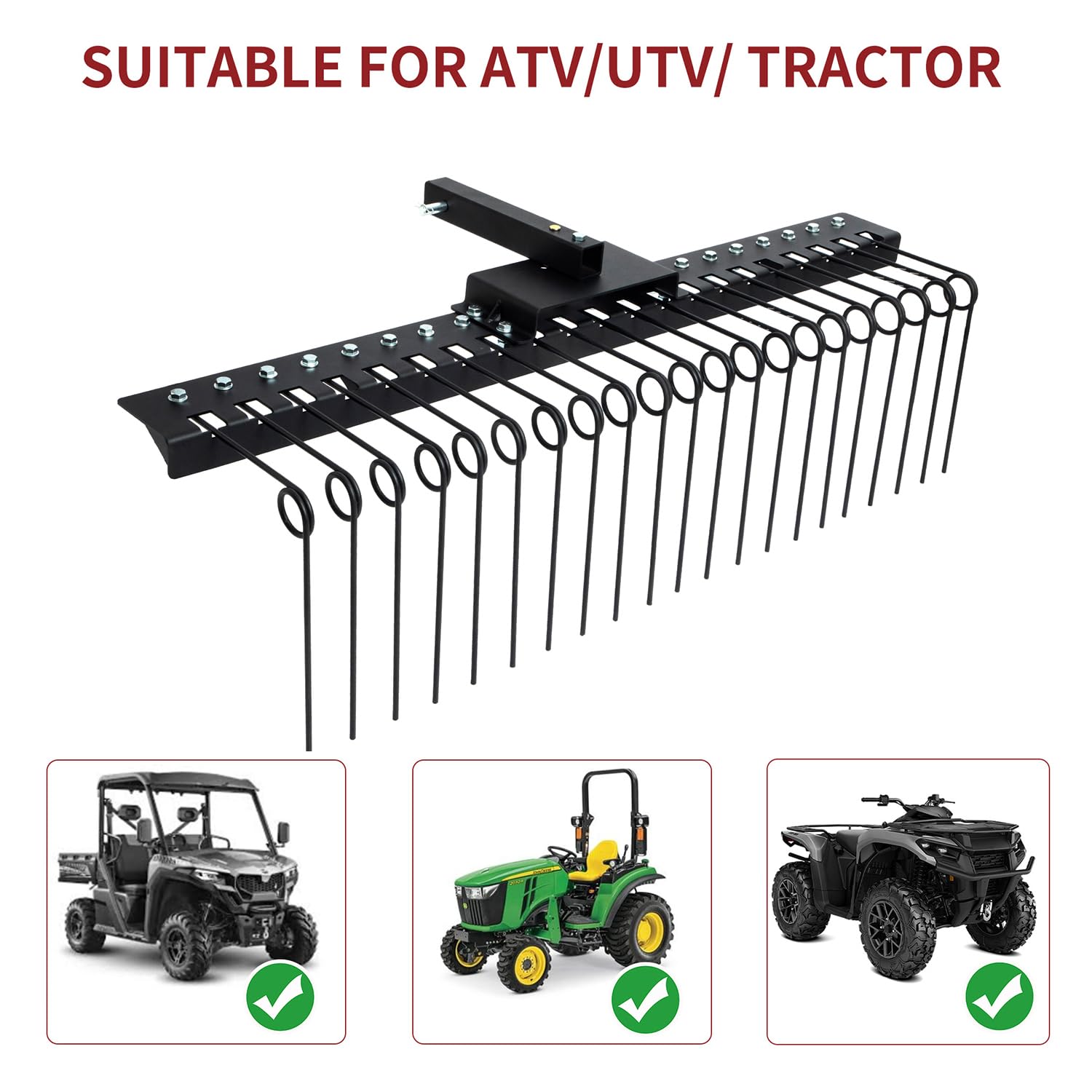 Snapklik.com : 5FT Durable Pine Straw Rake Steel Spring Landscape Rake ...