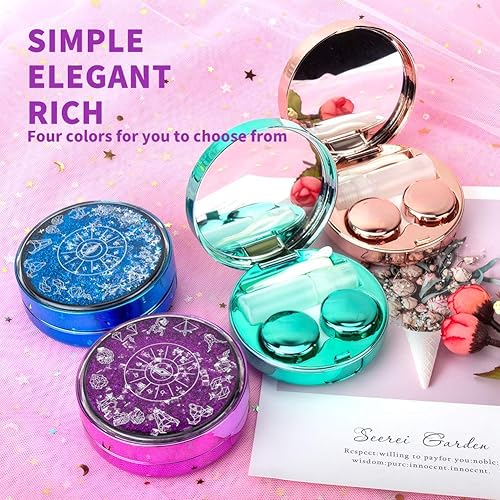Miniatura 7 de ofone Funda para lentes de contacto, Bling Constellations - Estuches de contacto con pinzas, herramienta de eliminación de espejo, botella portátil
