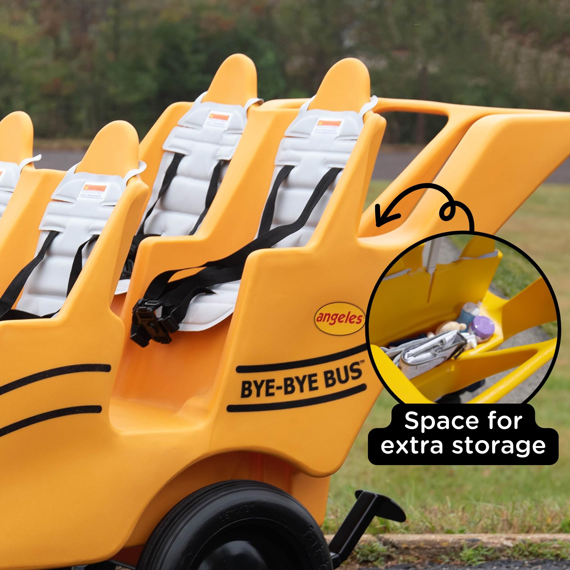 Children’s Factory 6-Passenger Bye-Bye Buggy, Daycare Multi-Passenger Stroller With Never-Flat "Fat Tire", Yellow