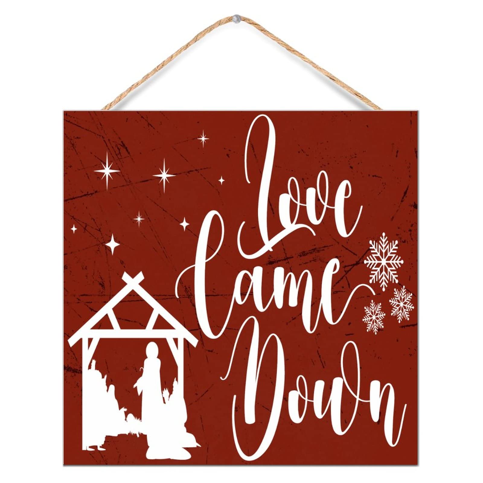 Panneau mural vintage cadeau de premier Noël idéal en bois peint rustique pour la famille