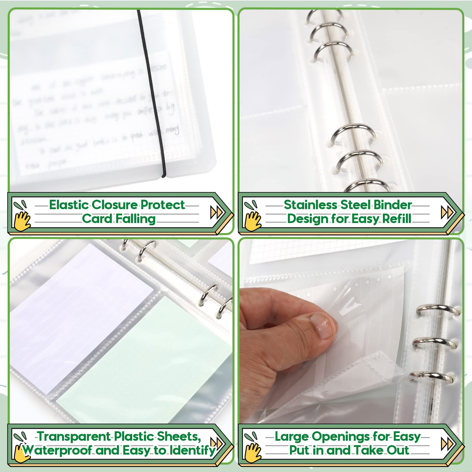 SHANGRLA 3x5 Index Card Holder Binder, 90 Card Sleeves, Holds 180 Cards