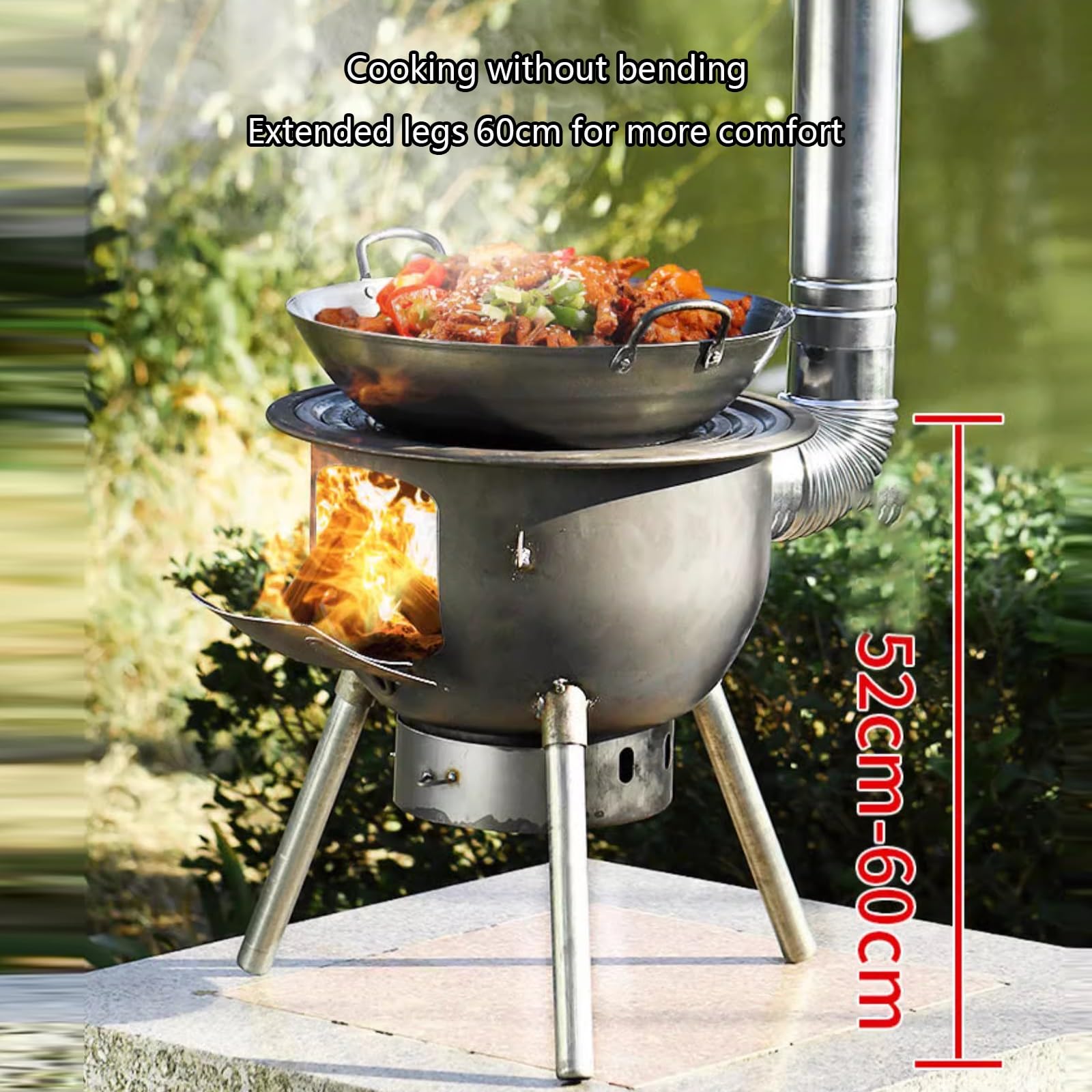 Holzofen Wohnzimmer Holzofen aus Gusseisen Tragbarer Kocher | Kleiner Brennholzofen für die Familie, Multifunktionaler Campingkocher für Zelte, Wärme und Kochen(35*41cm)