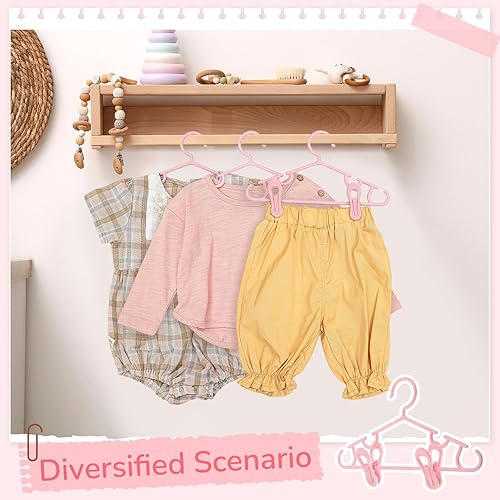 Miniatura 97 de Hsei Baby Hangers with Clips, Plastic Kids Pants Hangers for Nursery Closet, Top and Bottom Clothes Hanger Set for Newborn Child Infant Toddler Boys