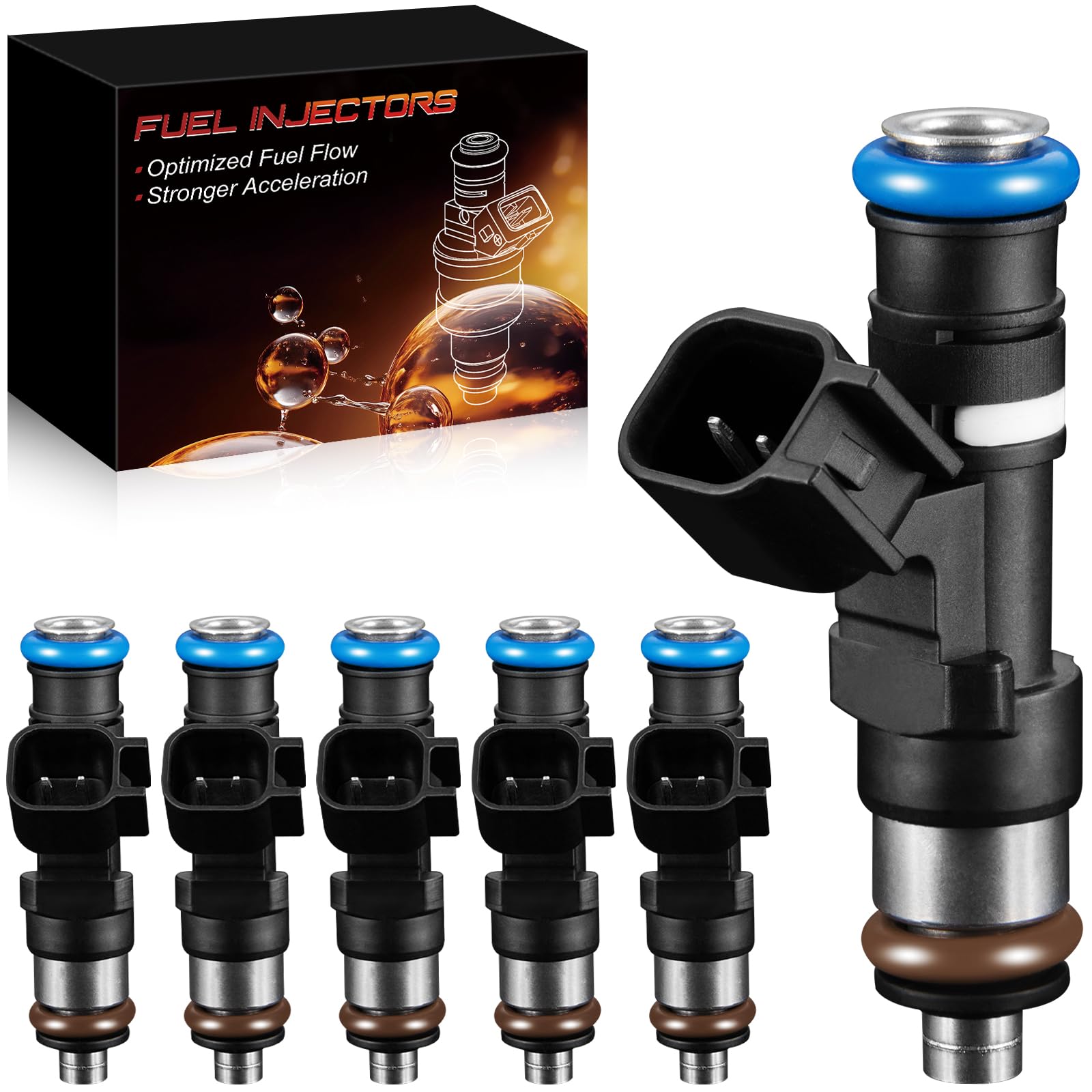 0280158066 4.0 V6 Fuel Injectors Compatible with For:-Ford Explorer 2005 Explorer Sport Trac 2005 For:-Mercury Mountaineer 2005, FJ765, 82211191, 5L2Z9F593DA (6 Pack)