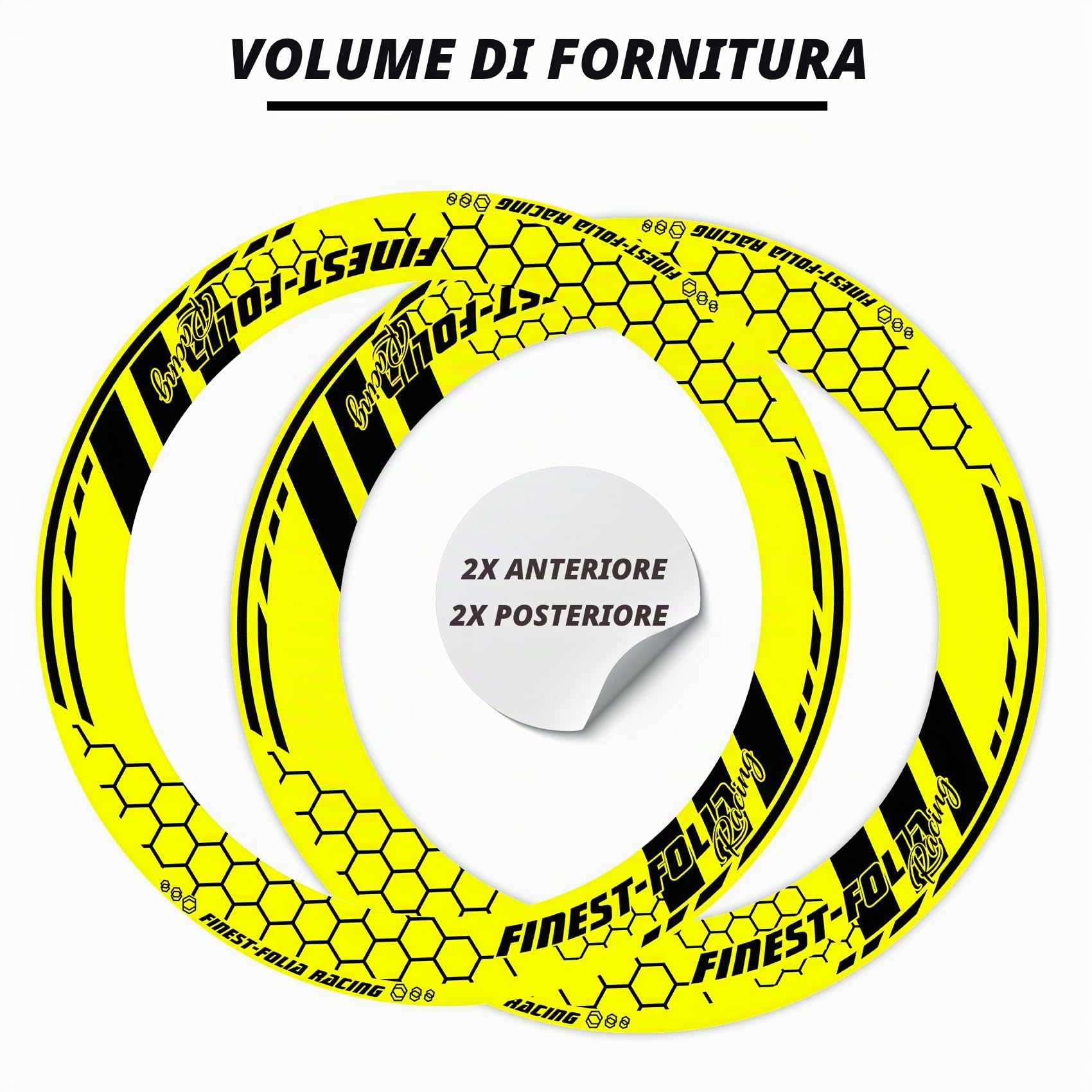 Set di 4 adesivi per letto della ruota per cerchi da 17 pollici, decorazione completa in pellicola per adesivi per cerchioni moto, autoadesivi, impermeabili, resistenti ai raggi UV MR021 (11-02 Giallo