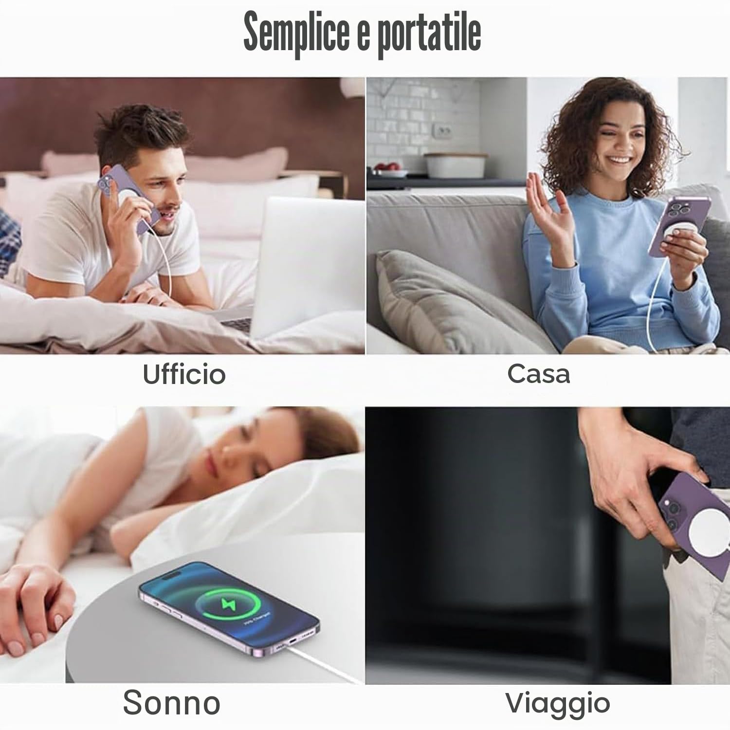 Caricatore Wireless Magnetico per iPhone, Caricabatterie MagSafe USB C 15W, Stazione di Ricarica Induttiva Wireless Qi Tipo C Compatibile con iPhone 17/17 Pro/17 Pro Max/16/15/14/13/12/Air, AirPods