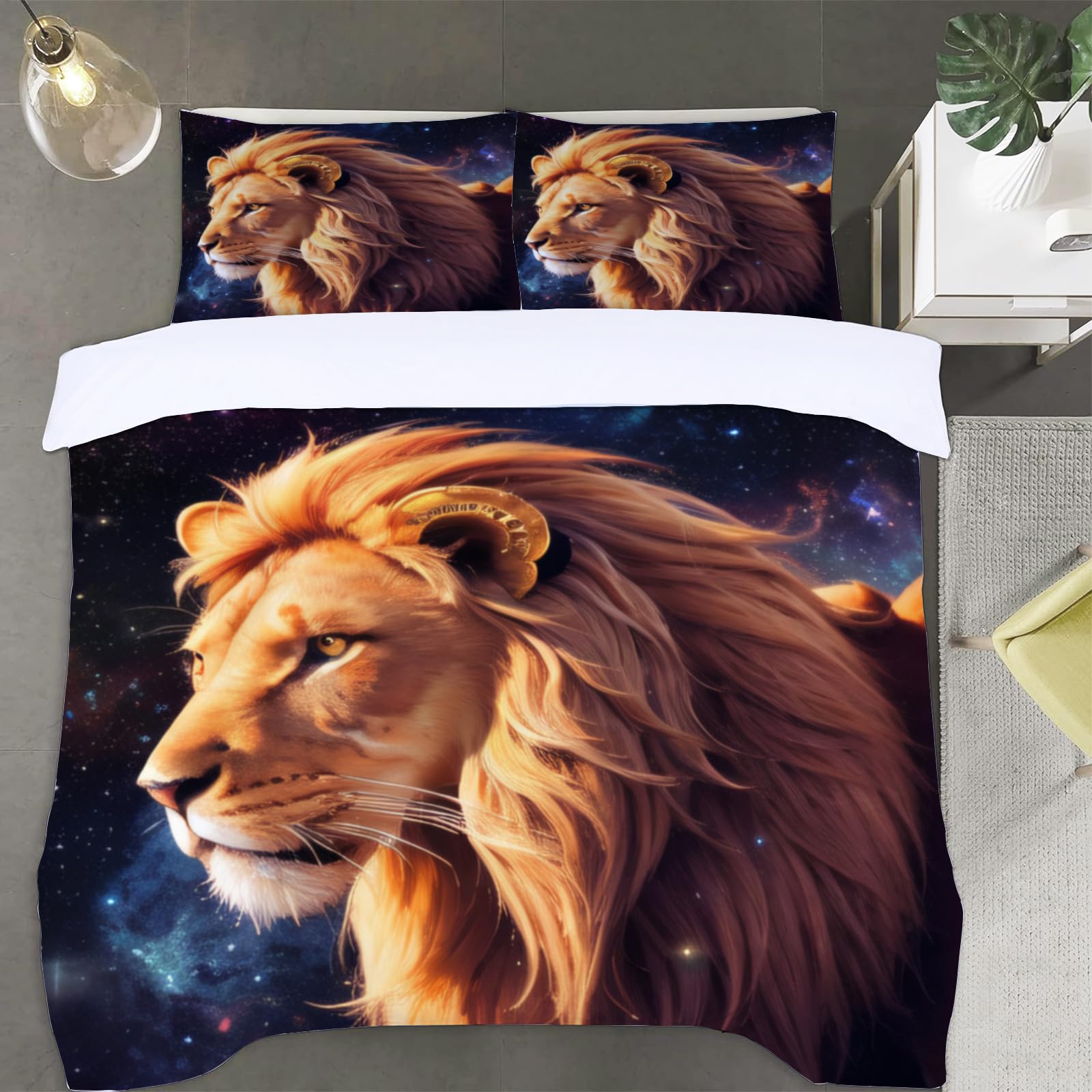 Housse de Couette 220x240 Lion de l'espace pour lit 2 personnes