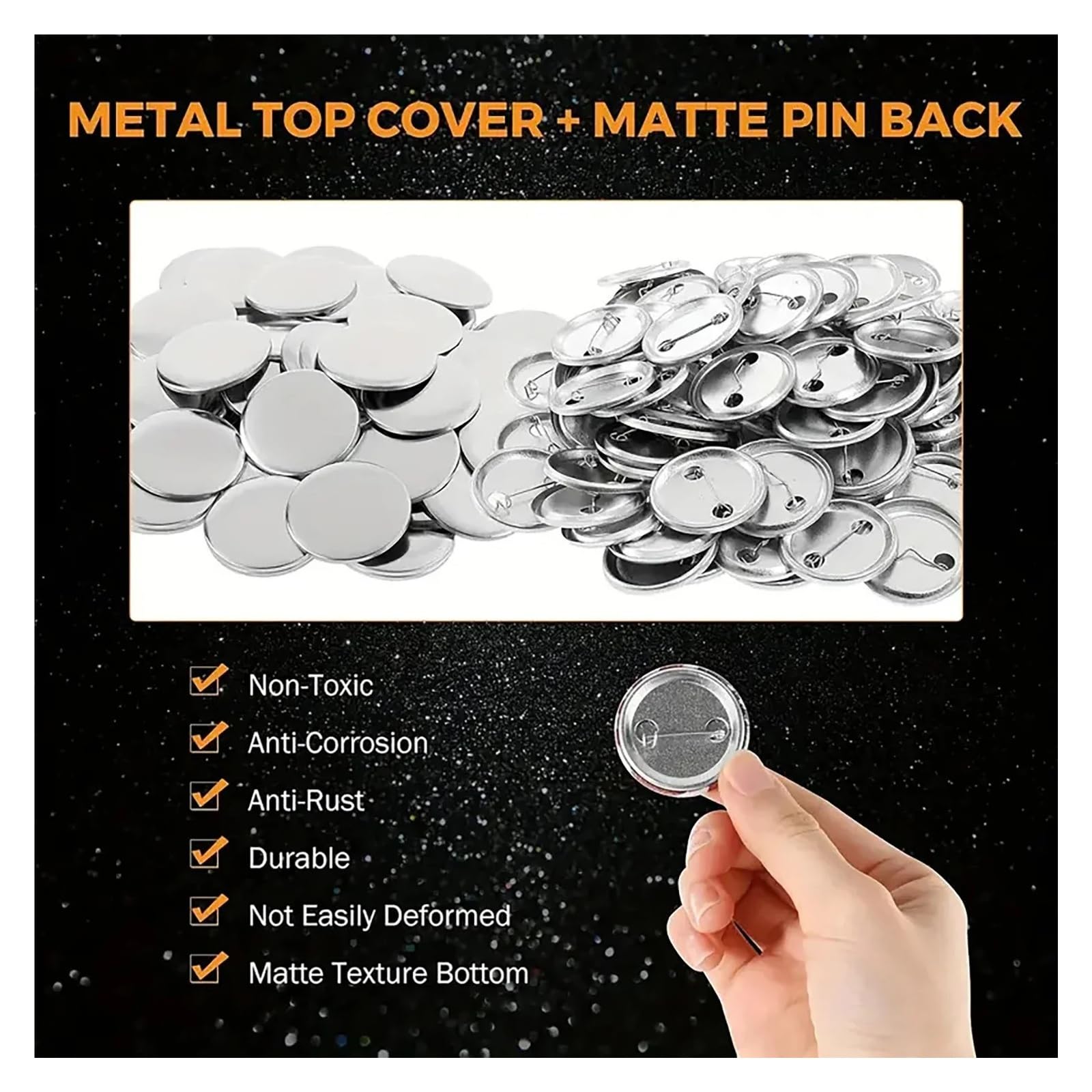 100 zestawów 25 mm metalowych guzików okrągłych, materiały do produkcji przypinek, materiały do produkcji odznak do guzików z przezroczystą folią do spersonalizowanego rękodzieła