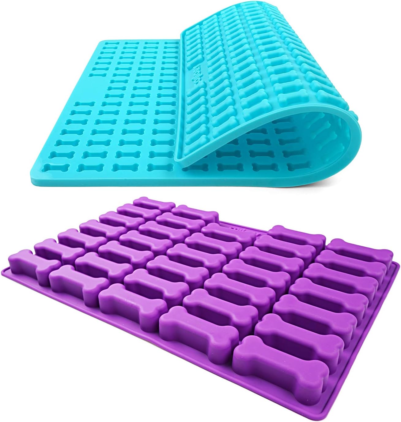 Collory Silicone Mini Bone Baking Mould for Dog Biscuits and Treats, Chocolate Mould, Non-Stick and Food-Safe (BPA-Free), Silicone, Set of 2: Mini + Large Bone Shape, 39,5 x 28 cm