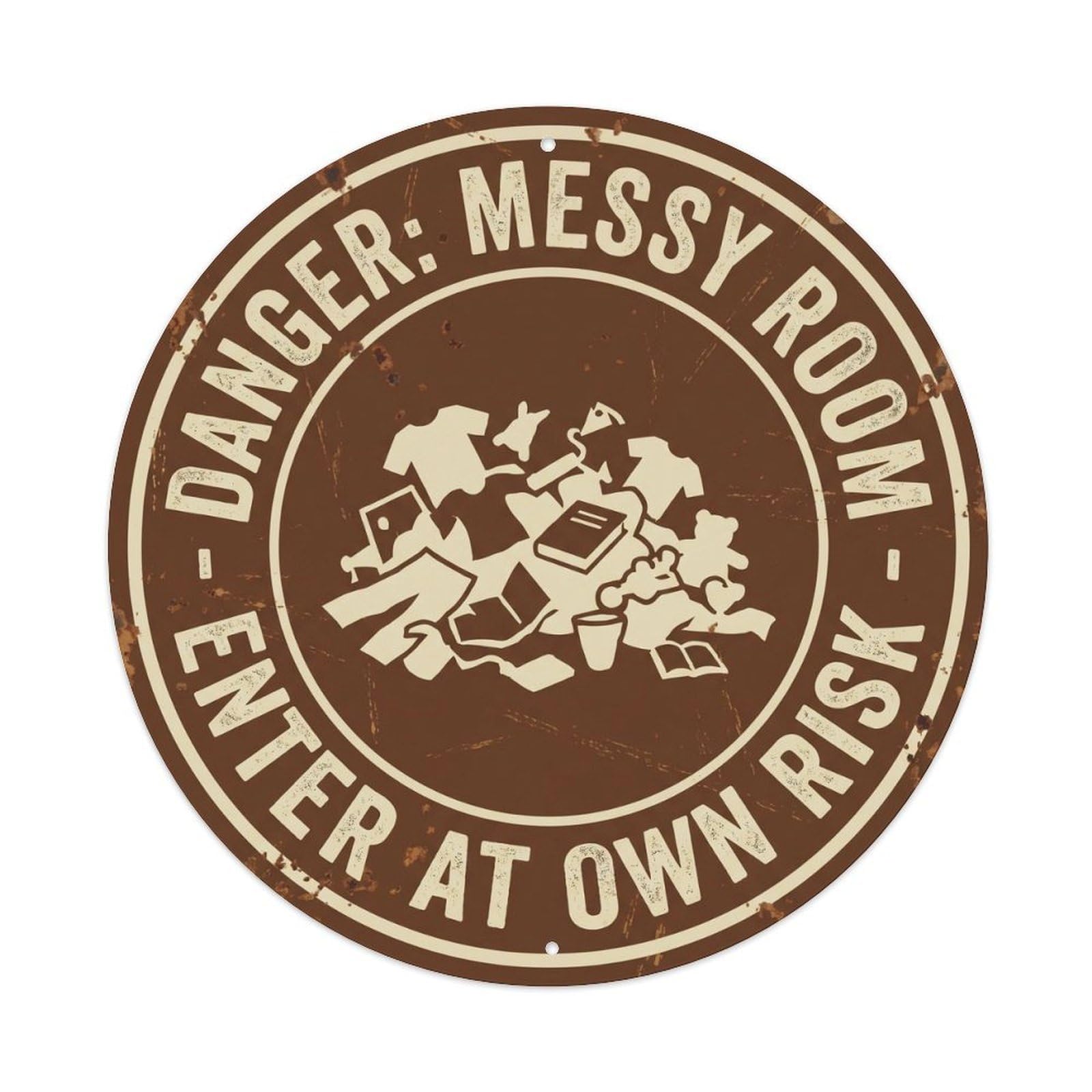 Danger Messy Room Novelty Warning Notice Metal Tin Sign