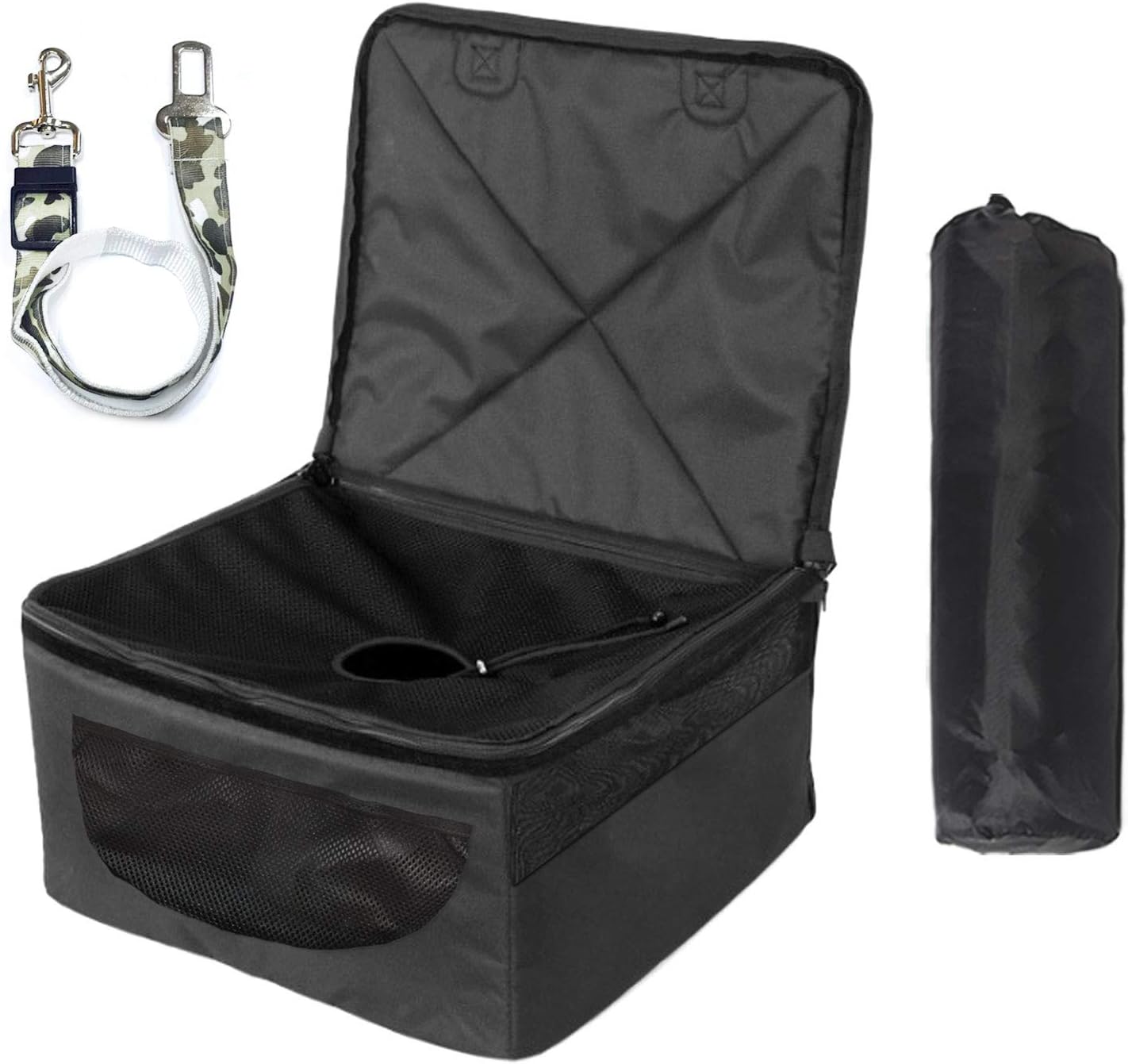 Scurrty Pet Car Front Seat Cover Dog Booster Seat 2-in-1 Storage Pocket Waterproof Machine Washable