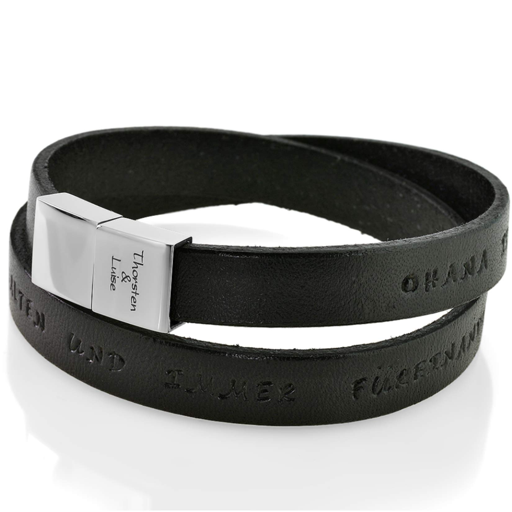 Armband Herren Leder Gravur schwarz Mann Lederarmband Koordinaten schwarzes Männer Armband Wunschgravur Männer Geschenke Herrenschmuck Namen Armbänder Spruch