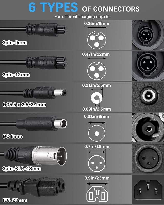 Wyxron 54.6V 2A Elektromos Roller Töltő - 5 Csatlakozós Univerzális Töltőkábel Ventilátorral, 48V Lítium Akkumulátorhoz, E-Bike Kompatibilis