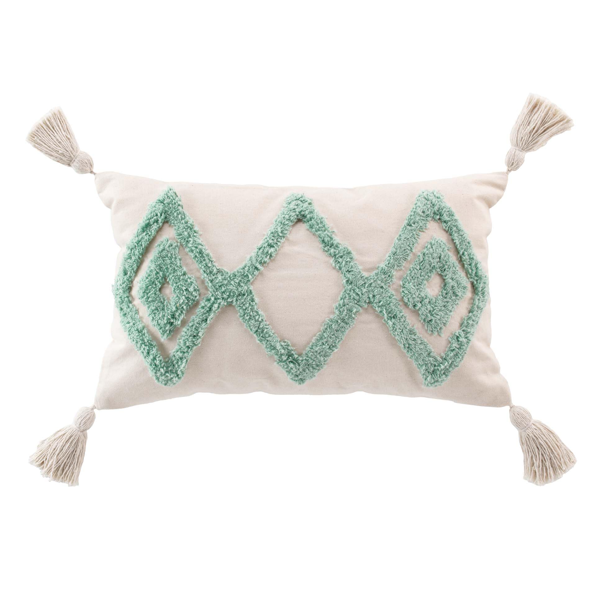 Douceur D'Intérieur Coussin Déhoussable Athena Naturel 30x50 Cm – Coton Et Polyester Tufté, Style Élégant Et Doux Pour Salon Et Chambre