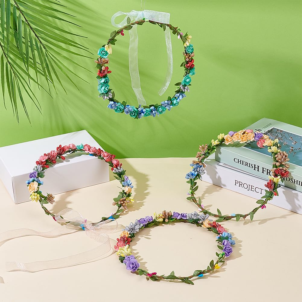 INFUNLY Lot de 12 couronnes de fleurs à faire soi-même, pour bricoler votre propre couronne de fleurs, bandeaux et bracelets faits à la main