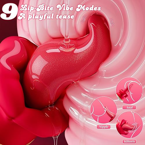 Miniatura 5 de Rose Sex Toys Vibrador para mujer – Juguetes 5 en 1 para adultos, vibradores de lengua, juguete sexual de empuje con 9 modos de vibración y sexo