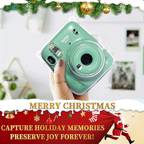 Miniatura 2 de CAIYOULE Funda protectora para cámara Fujifilm Instax Mini 11 Film Camera Clear Case con bolsillo de película mejorada para almacenar fotos y correa