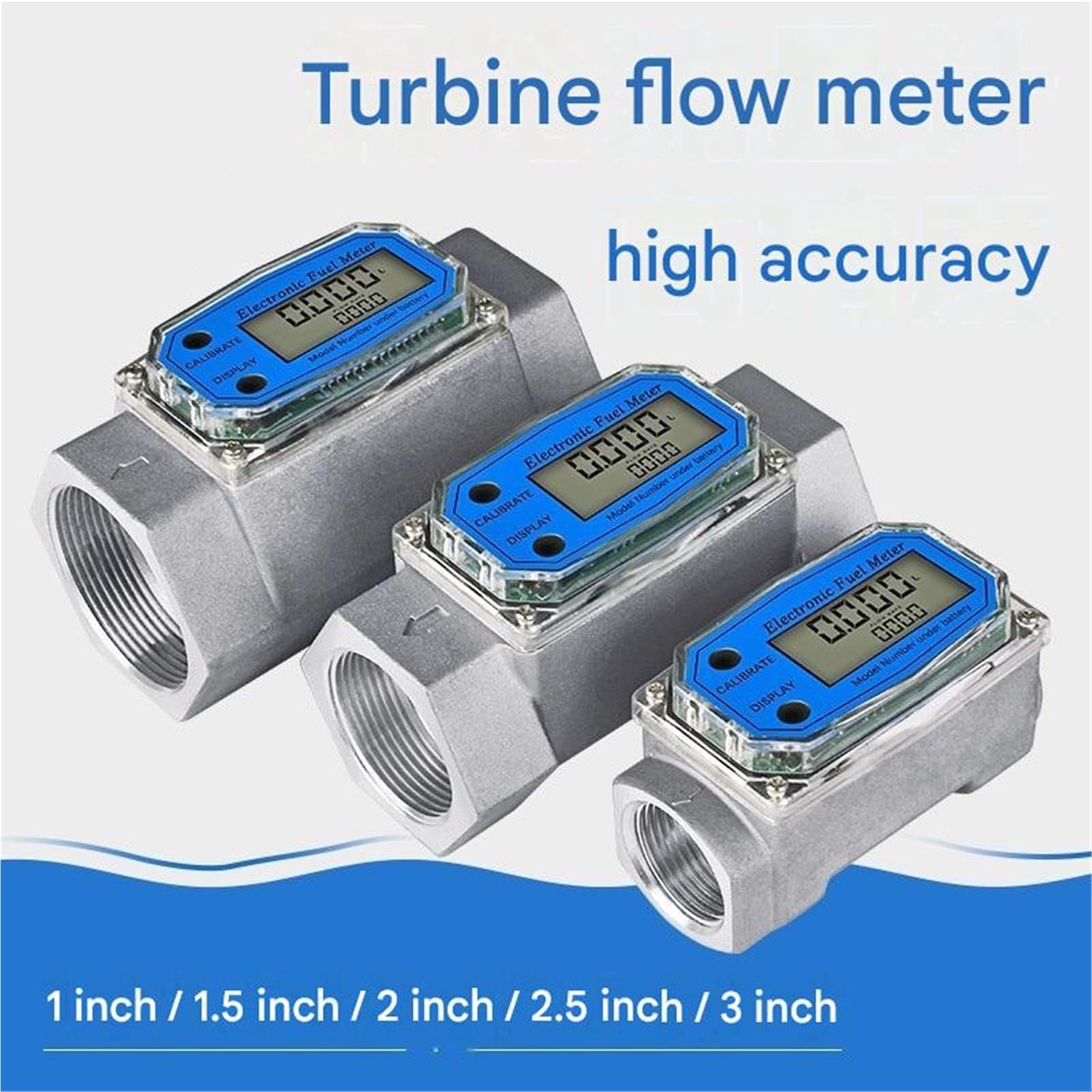 2" Messanzeige K24 Hochpräziser elektronischer Durchflussmesser LCD-Digitalanzeige for die Messung von Benzin, Methanol und Flüssigkeit/Wasser für Wasser