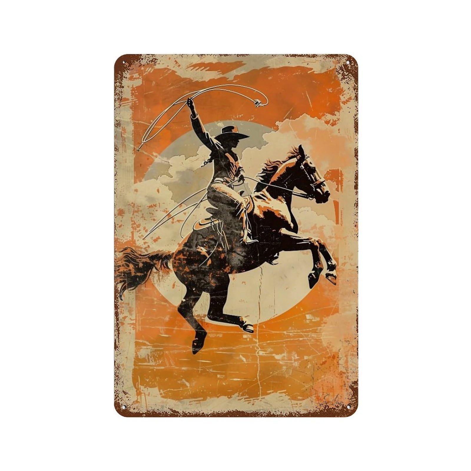 YHGERTKU Western Cowgirl 01 Wall Art Retro Iron Vintage Metal Tin Sign Poster Modern Decor for Living Rooms Gift 30x20cm