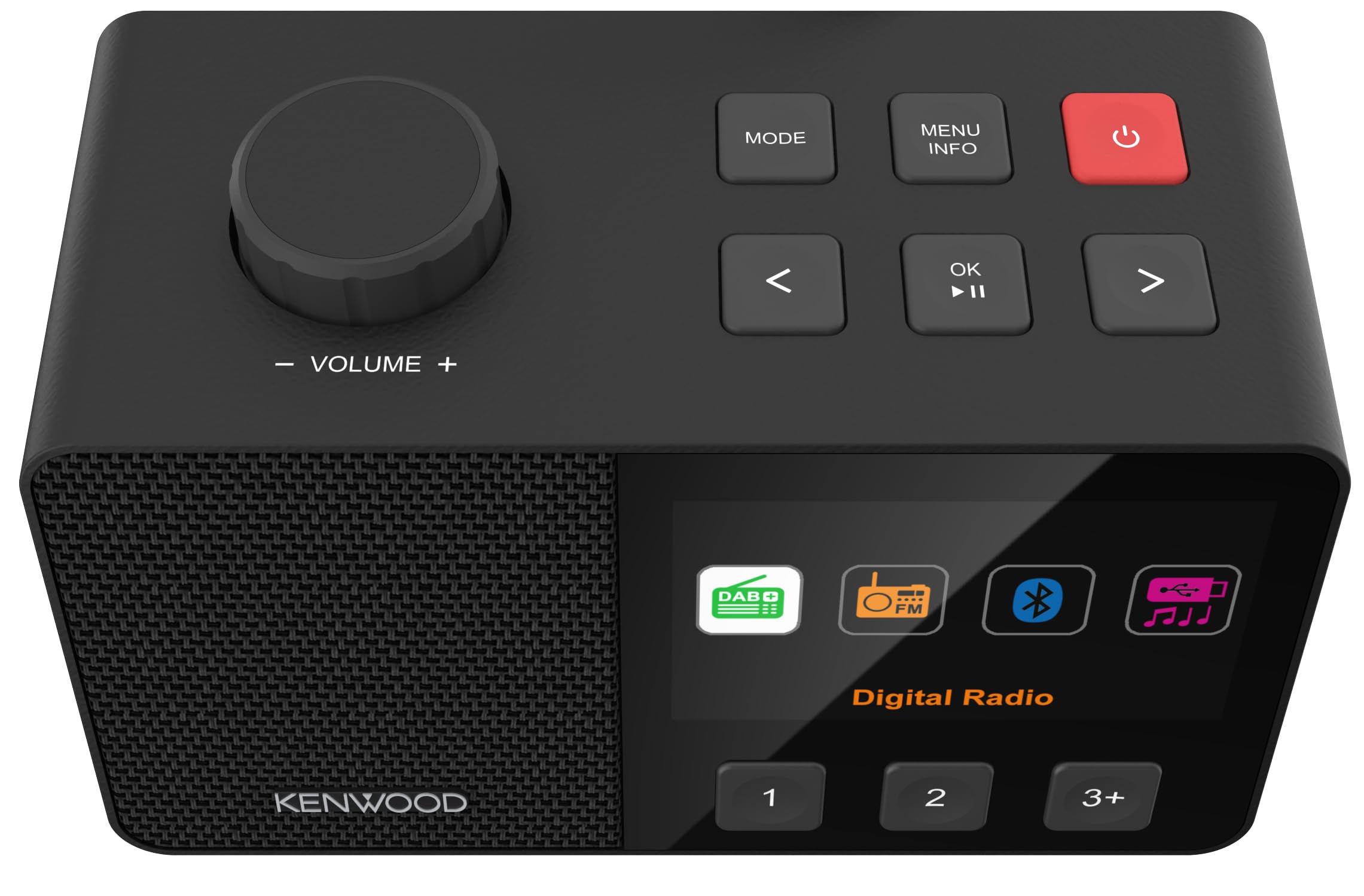KENWOOD CR-M70DAB Radio DAB+/FM con ASA, Display IPS 4,3", Bluetooth 5.3, Dual Alarm & Sleep, USB MP3, Jack 3,5 mm, Easy Mode, Altoparlante 5W – Nero